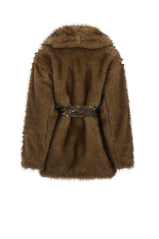 back-flat-lay-of-camille-coat-in-golden-brown-recycled-faux-fur-with-damask-print-walnut-belt-white-background